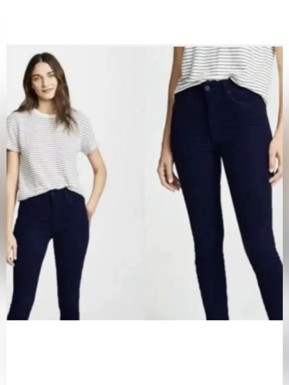 Mother The Looker Crop Hopscotch Corduroy Pants in Navy preppy academia